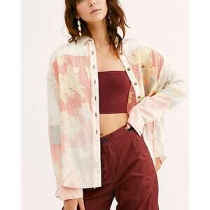 Free People Chasing Waves Vintage Style Distressed Shirt